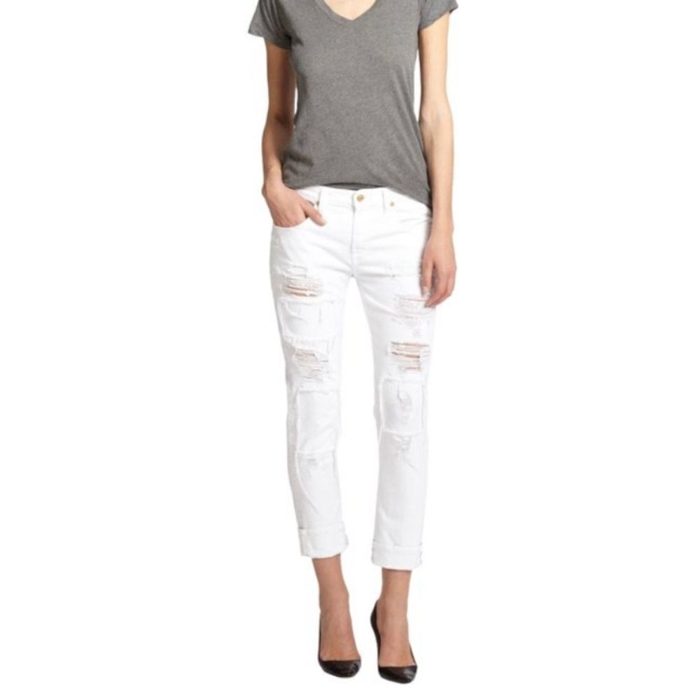 7 for All Mankind White Ripped Jeans | 30"